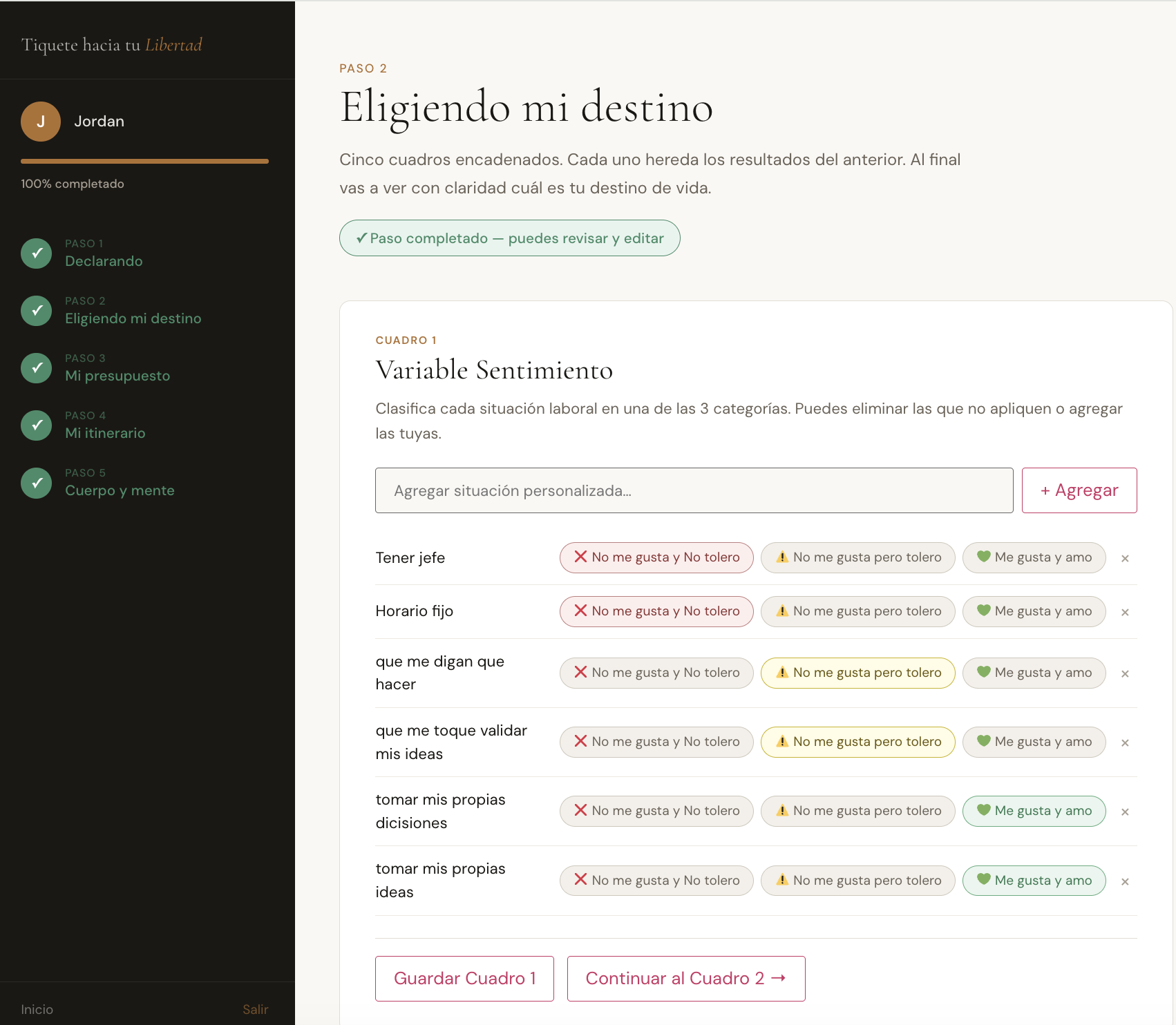 Paso 2 — Eligiendo mi destino
