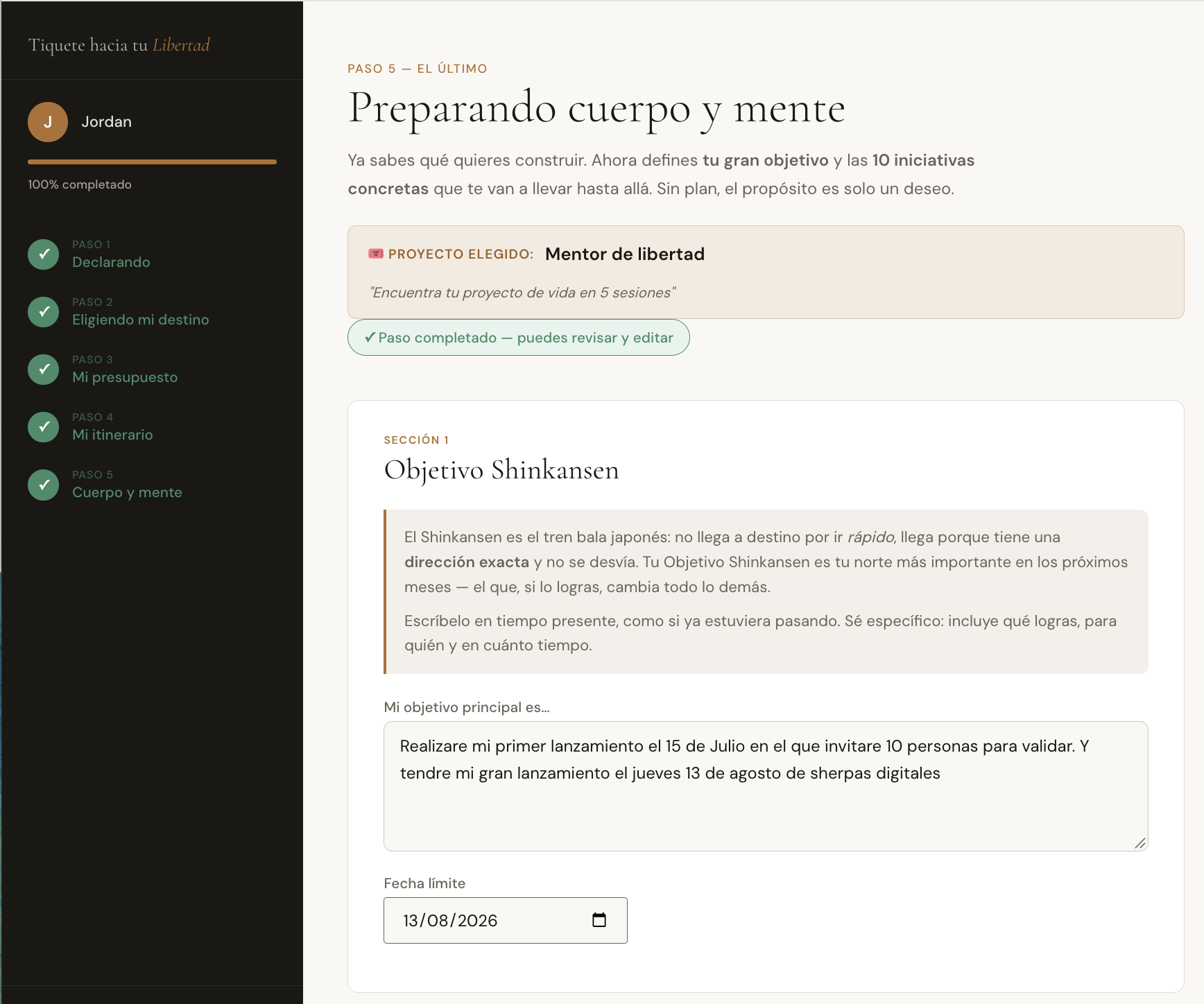 Paso 5 — Preparando cuerpo y mente
